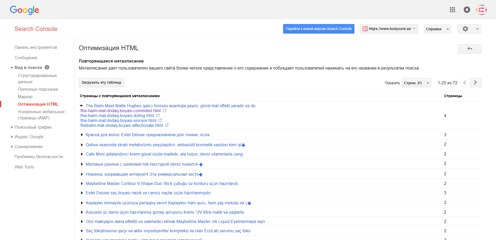 Google Search Console - Повторяющиеся Meta Title